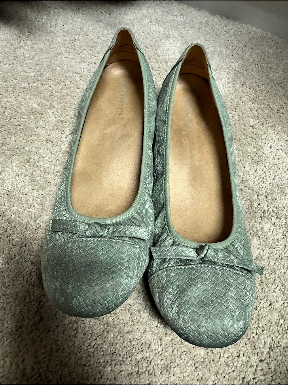 Vionic Woven Bow Flats in Green US 12